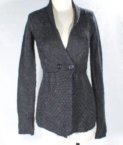 BCBGMAXAZRIA Vintage Y2K Max Azaria BCBG Alpaca Mohair Ash Gray Cardigan Copper Flecks