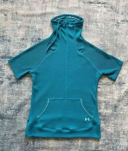 Under Armour  Teal Waffle Knit Half Sleeve Cowl Neck Sweater Women's Large