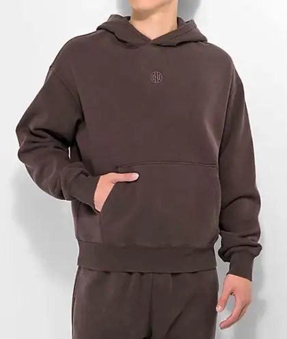 NINTH HALL Fundamentals Brown Wash Boxy Hoodie