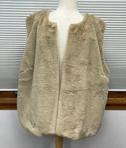 Nili Lotan for Target NWT Fields Of Rye Tan Faux Fur Open Front Vest 4X