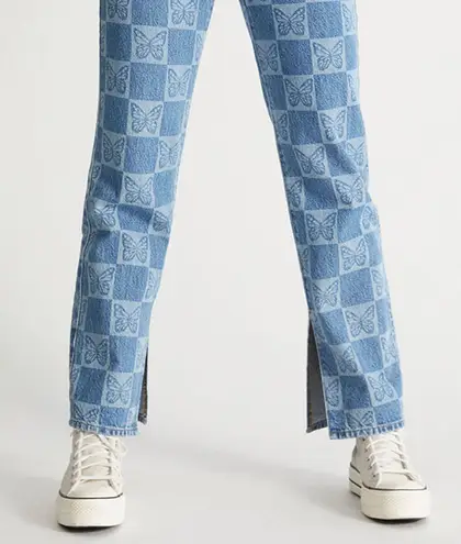 PacSun Eco Butterfly Checkerboard Low Rise Straight Leg Jeans