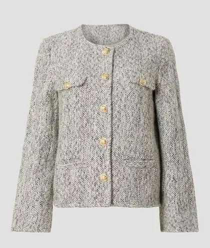 Derek Lam Collective Braeton Gray Tweed Button Front Jacket Size 6