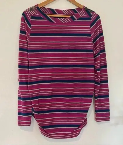 Liz Lange striped button sleeve Maternity shirt, size M.