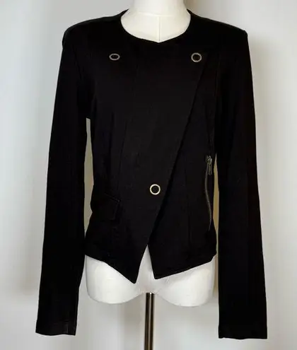 CAbi  Asymmetrical Zip Snap Front Jacket Blazer Black Women’s Size Small