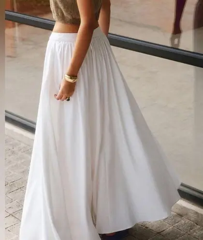 Commense Linen Pleated Maxi Skirt size large White