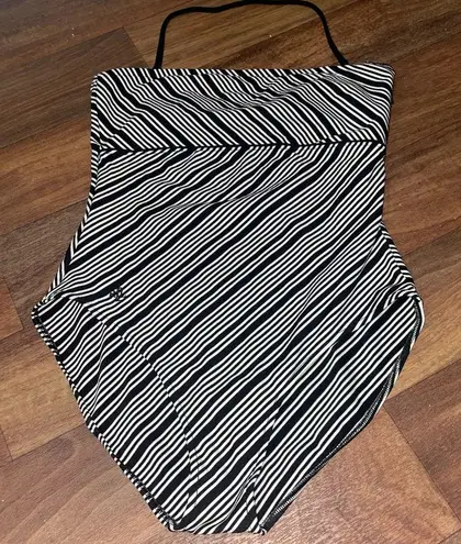 Lauren Ralph Lauren One Piece Swimsuit Black and White Striped Size 14