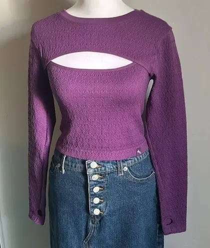 JoyLab NWT Women’s Mulberry Cropped Long Sleeve Textured Athletic Workout Top