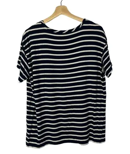 Draper James Navy Blue & White Stripe Short Sleeve T-Shirt L