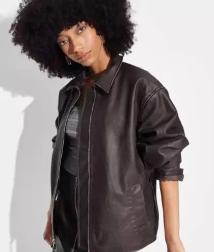 Wild Fable  Oversized Leather Bomber Jacket thumbnail 1