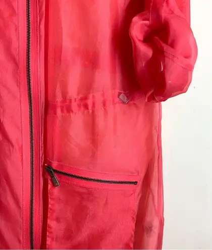 Elie Tahari Molly Silk Coat Lightweight Sheer Parka / Trench Jacket Pink size L