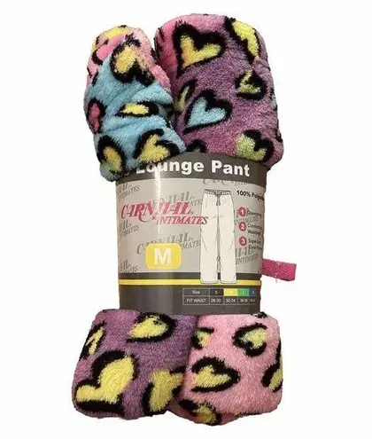 Carnival Pink Hearts Lounge Pants Pajama Bottoms Womens Size Medium NEW