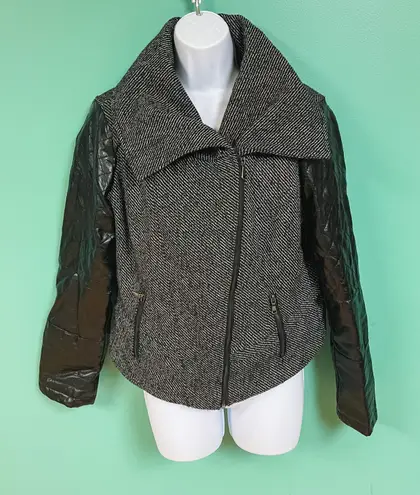 Route 66 Faux Leather Tweed Moto Jacket