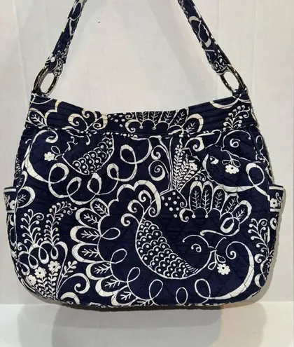 Vera Bradley  Reversible Tote in Twirly Birds Navy Retired Winter 2010