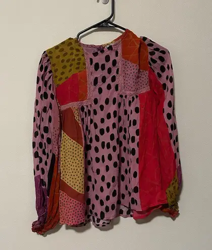 Anthropologie Bl^nk London boho Miranda Peasant Blouse size XS Pink