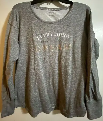 Danskin  Long Sleeve Heather Grey Dream Sleep Shirt Women's Sz Large