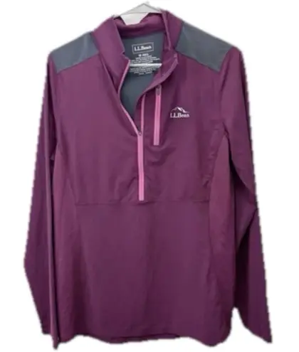 LL Bean Womens Trail Lightweight Base Layer Long Sleeve 1/4 Zip Pullover MEDIUM Purple