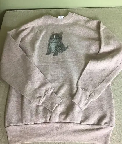 Vintage Pannill Women Kitten Print Sweatshirt Sz XL Pink/Gray EUC CottageCore Pink