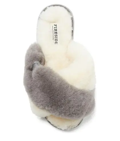 Dearfoams Fireside by New Castle Genuine Shearling Band Slide Slipper