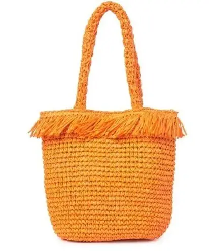 Melrose and Market Palmer Straw Tote Bag In Orange Citrus