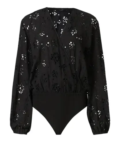 AllSaints Amara Broderie Bodysuit Black V