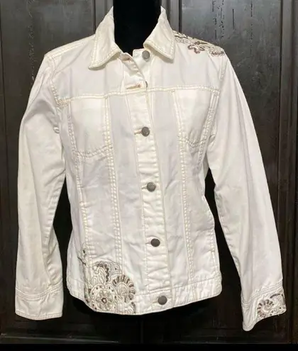 Bill Blass Blassport Sequence white wash jean jacket. Medium