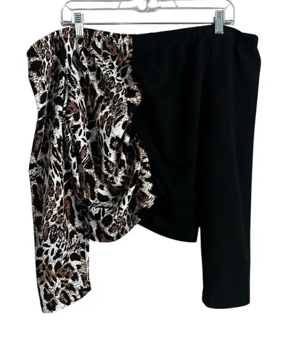 Ashley Stewart Plus Sz 18 20 Leopard Print Off the Shoulder Top Ruched Two Tone