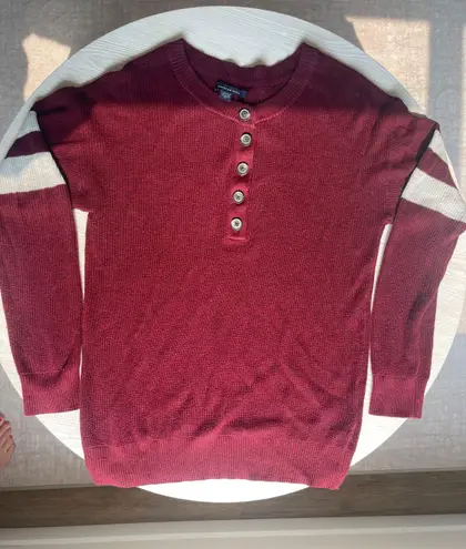 American Eagle Maroon Henley Sweater, XS