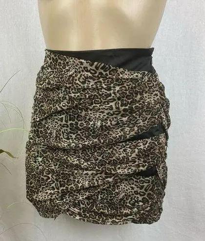 Bebe  Brown & Black animal leopard print layered bandage Micro mini skirt M