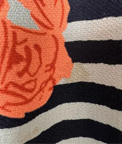 Tenki Navy Blue White Striped Neon Pink Floral A