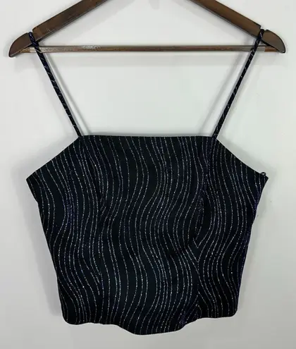 Onyx Nite 12P Black Metallic Stripe Cami Top Y2K Vintage Evening Party Glam USA