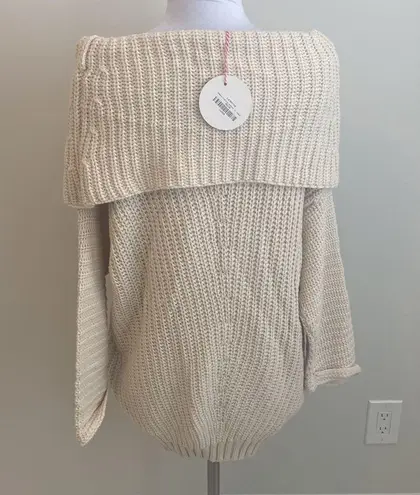 Umgee  Ribbed Foldover Sweater Cream