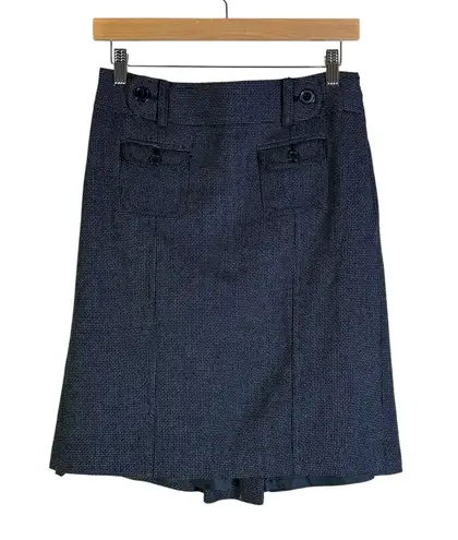 Ann Taylor Skirt Womens 2 Black Wool Blend Pleated Geometric Preppy Career Work Gray