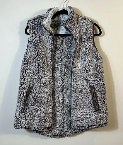 Thread + Supply Brown Off White Sleeveless Sherpa Vest Women Size Small