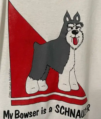 Vintage 90s Schnauzer Dog Size Medium Graphic T Shirt White