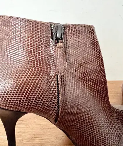 Balenciaga Embossed Leather Stilettos Ankle Boots Brown Women's Size 36.5 / 6