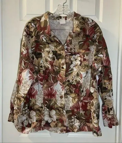 Silhouettes  Multicolor Floral Button Front Jacket 1X thumbnail 1