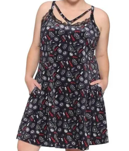 Her Universe Disney Cruella Icon Toss Velvet Strappy Dress Plus Size 2 2X