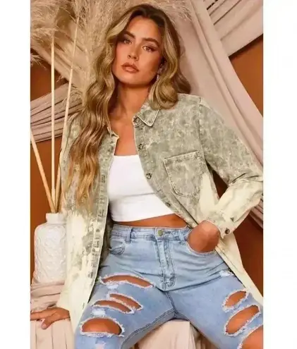 Peach Love California Peach Love Acid Wash Corduroy Shacket Shirt Jacket Cotton Relaxed Fit Size S