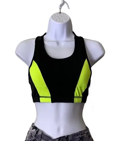 BCBGMAXAZRIA BCBG MaxAzaria Sports Bra Black Yellow Racer Back