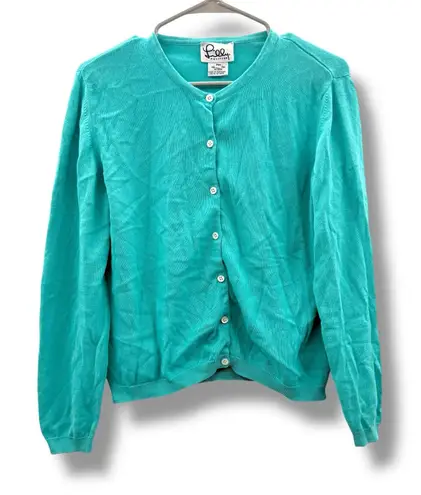 Lilly Pulitzer Vintage White Label Cardigan Women’s Size MP Turquoise Knit