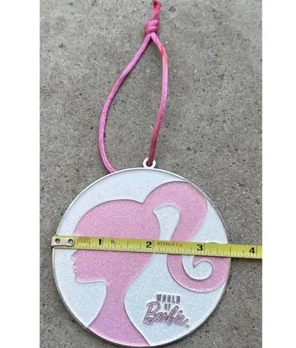 Vintage Barbie World of Barbie Pink/White Glitter Round Ornament Mattel 2022 Pink
