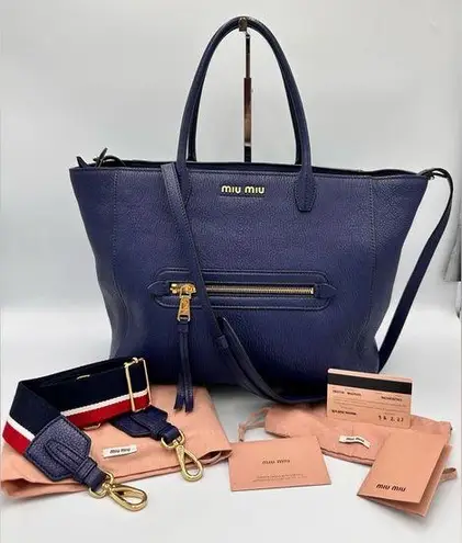 Miu Miu
Mid blue Madras leather 2 way tote