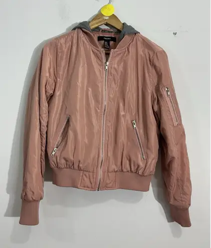 Forever 21 Womans  Medium Mauve Zip Up Hooded Baseball Jacket - Image 1