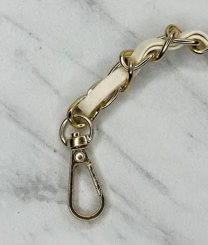 Faux Leather Woven Gold Tone Chain Link Purse Replacement Strap ✨