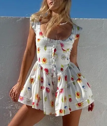 Vanessa Mooney Elisabeth White Floral Romper Dress 1X