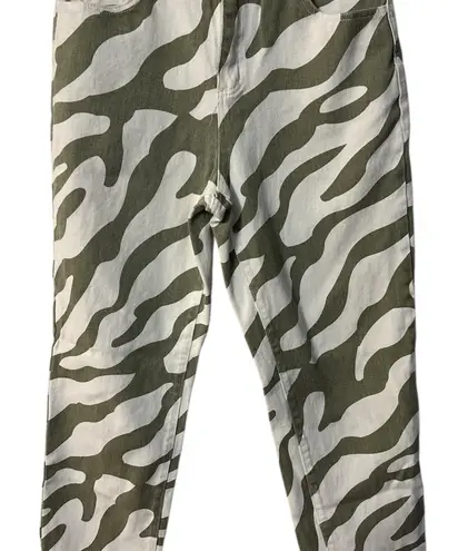 Source Unknown Green and White Zebra Print Pants