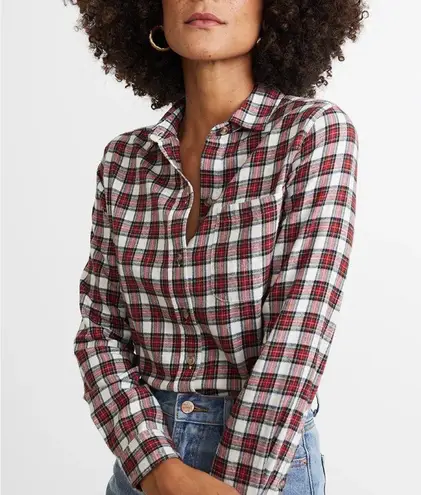 Marine layer Kendall Organic Cotton Button Down in Red Plaid size XS