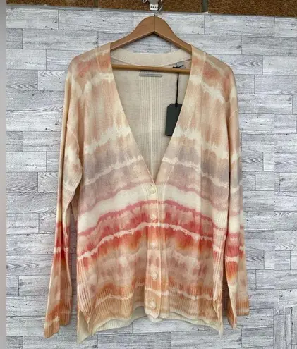 ALLSAINTS Marea Tie Dye Cardigan Sweater Merino Wool Rainbow Cream New M