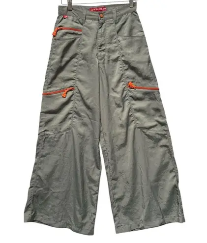 Vintage Kikwear Y2k Wide Leg Parachute Pants Size 28 Gray