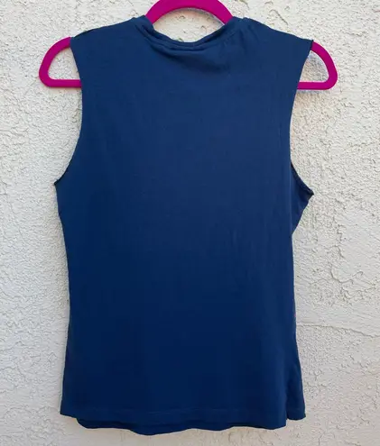 Alexander McQueen McQ blue tank top with pink contrast stitching size S small